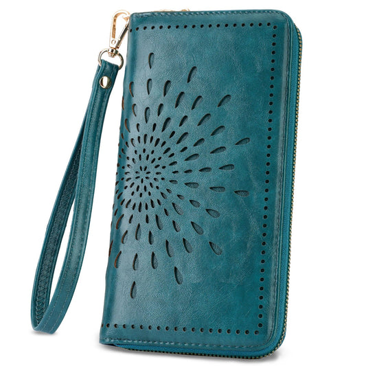APHISON Wallet Women Large Capacity Clutch Purse For Ladies Card Holder RFID Wristlet Phone Zipper Coin Travel Pocket