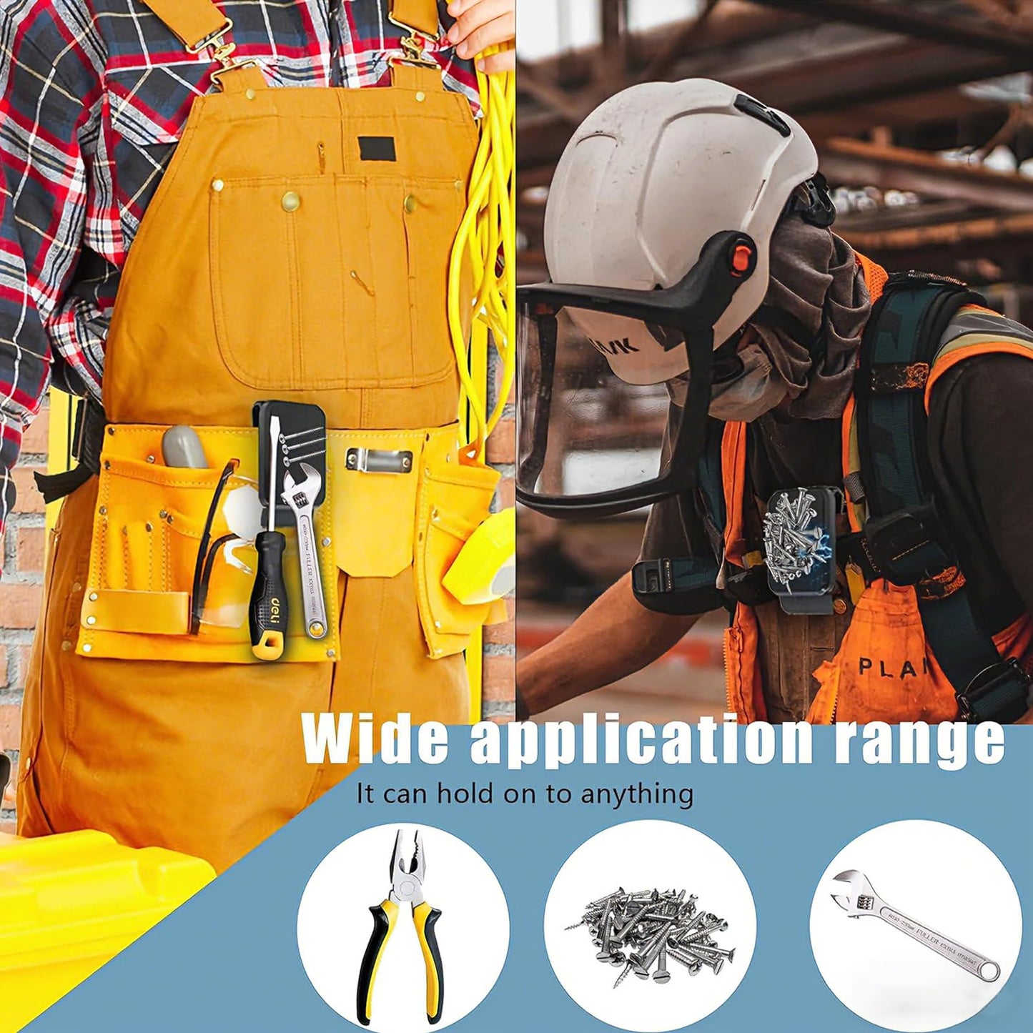 Magnetic Tool Holder Super Strong Tool Holster, Magnet Belt Clip Neodymium Magnet Leather Sleeve for Screws, Hammers, Sockets, Pliers, Drills, Wrenches Magnetic Tools and Hardware 2 Pcs
