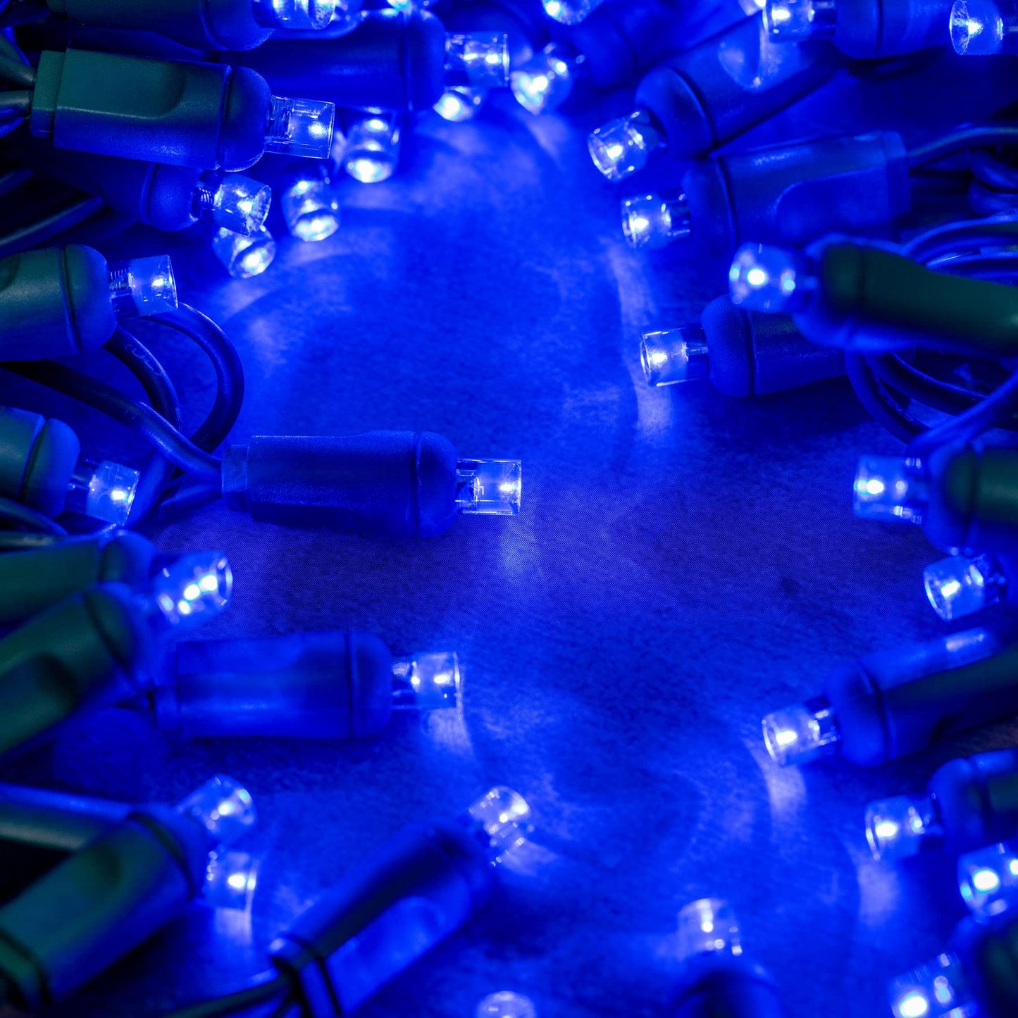YULETIME 140 Blue Christmas String Lights, 2-Set 24 ft 70 One-Piece 5mm LED