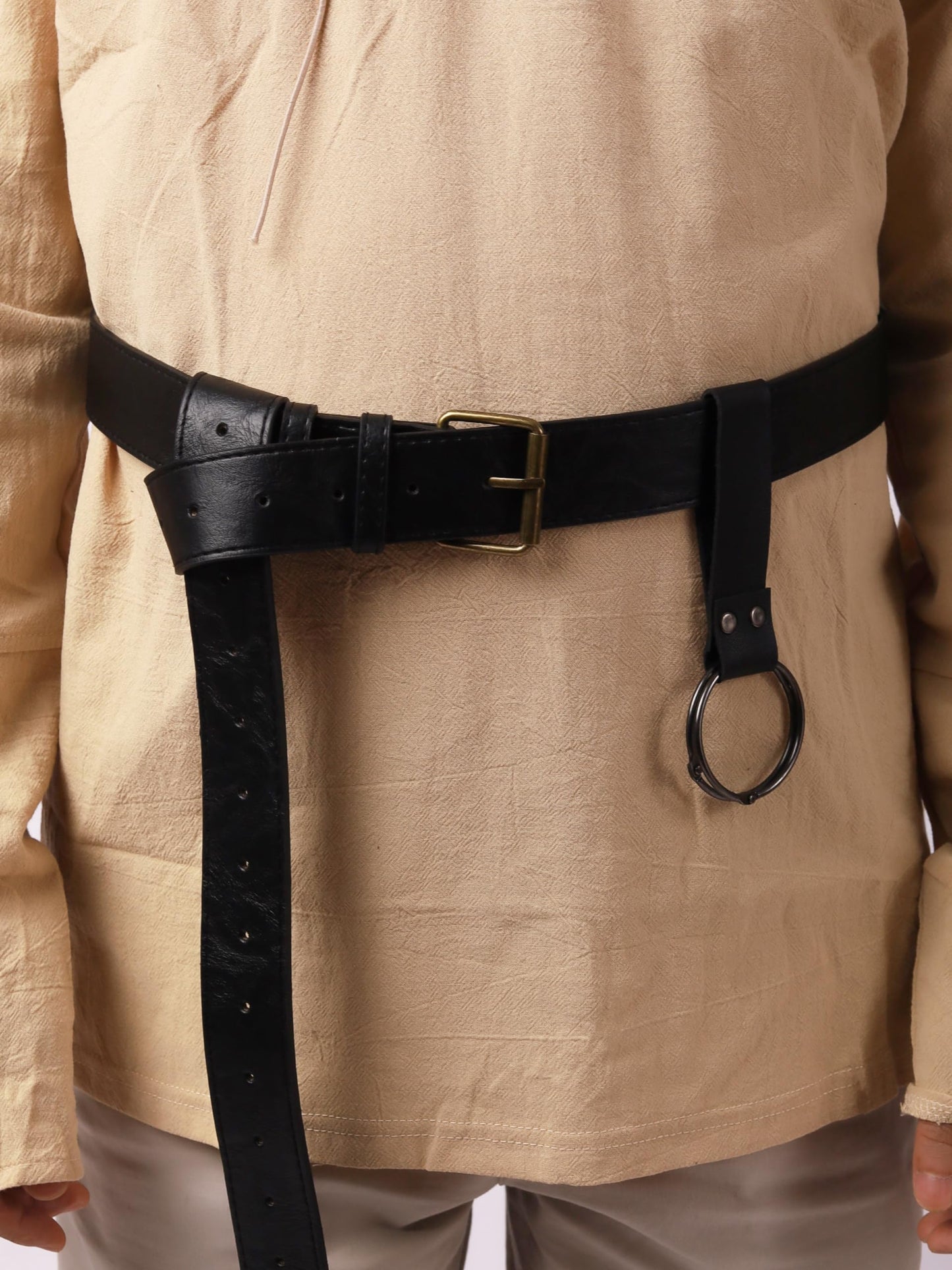 HAQUIL Medieval, Viking Black Faux Leather Belt, Knight, Warrior, Renaissance Belt for LARP Cosplay and Costumes