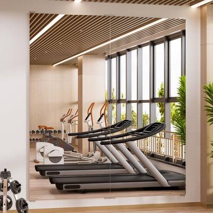 brisafe 71" x 64" (2PCS 71" X 32") Gym Mirror - Full Length Wall Mirror for Gyms, Dance Studio, Home, Yoga - Ultra Lightweight Shatterproof Glassless Nanomiorror Reduces 60% Commercial Insurance Costs