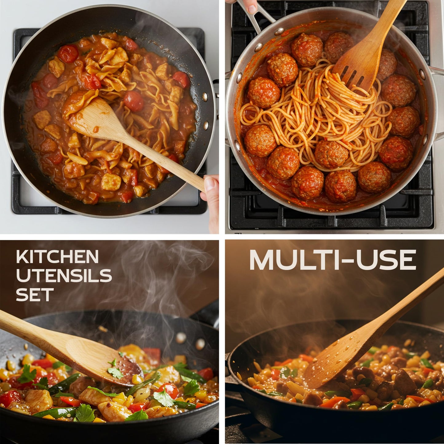 Christmas Wooden Spoons for Cooking - 6-Piece, Christmas Kitchen Utensils Gifts for Kitchen Decor including Spatulas & Spoons, Heat-Resistant, Eco-Friendly And Safe for Non-Stick Cookware