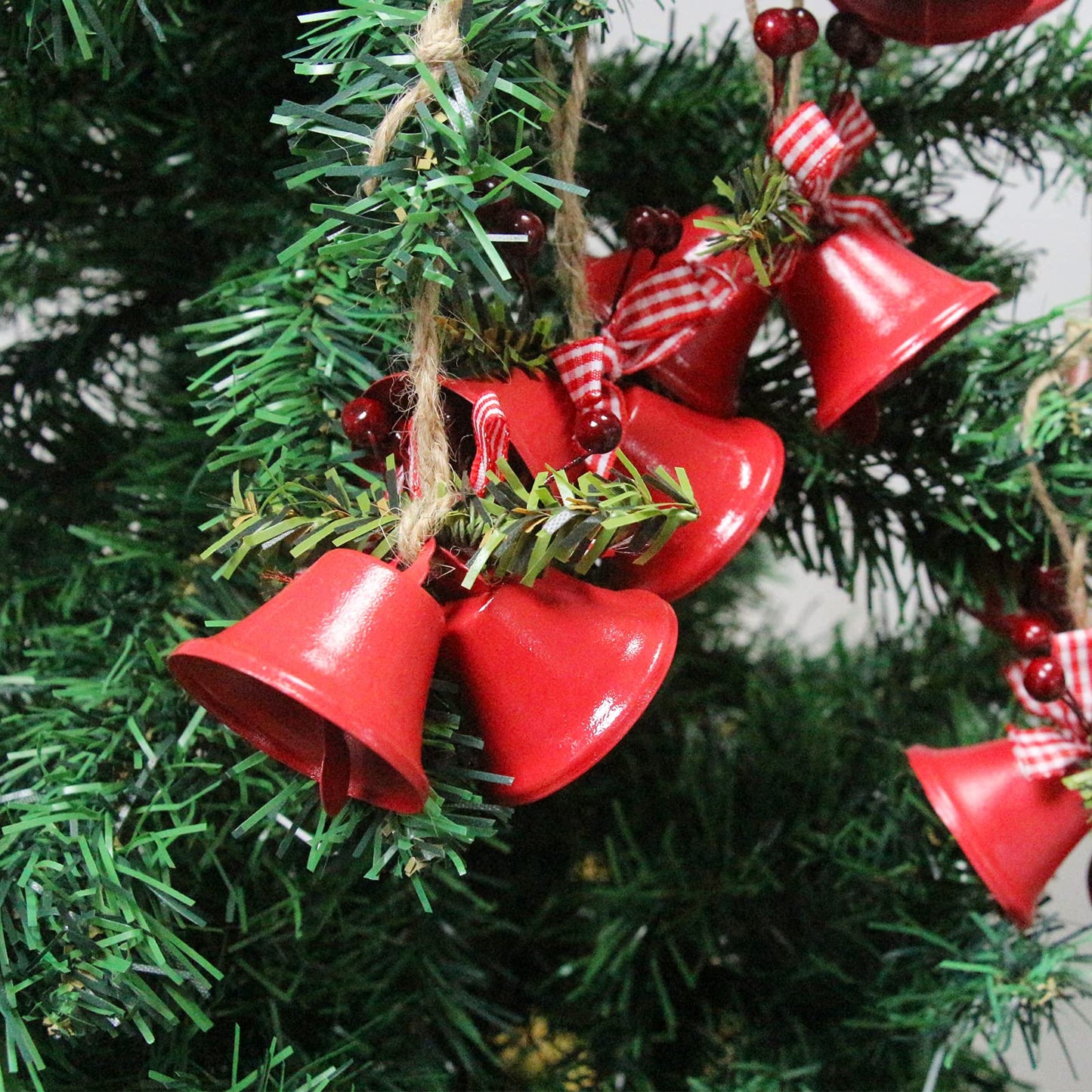 Tinsow 6 Pcs Red Christmas Bells, Tree Hanging Ornament Metal Jingle Bells for Christmas Holiday Decoration (6, Red)