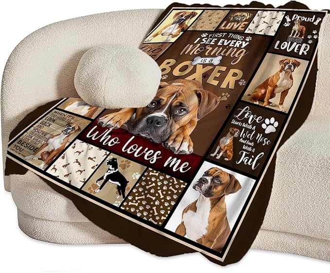 Boxer Dog Blanket, Puppy Throw Blankets, Animal Fuzzy Plush Blanket Ultra Soft for Dog Lover Gift Kids Teens Women Men Girls Boys Stuff Decor for Home Bedding Sofas Couch Camping 50"X40"