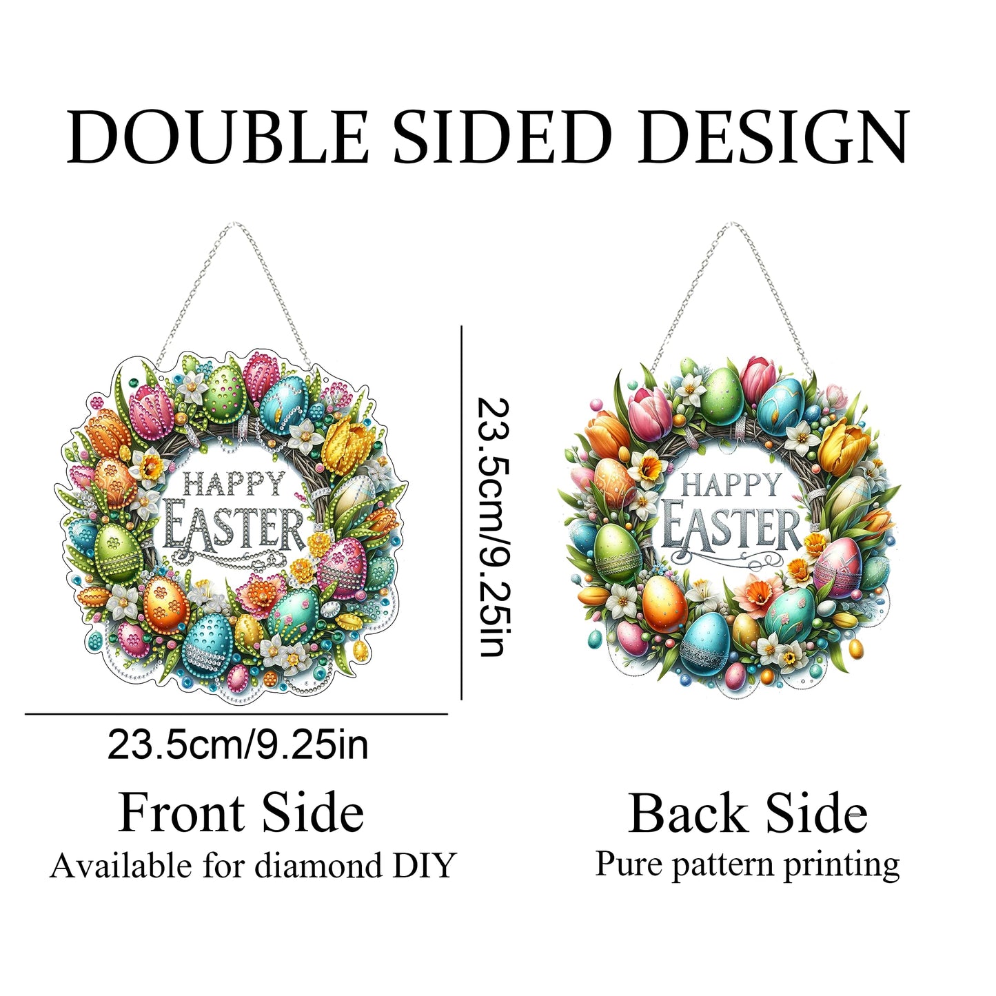 DIY Acrylic Diamond Art Painting Wreath Kits Special Shaped Rhinestone 5D Diamond Art Window Pendants Home Garden Wall Hanging Kits Hanging Ornament (Easter Wreath)