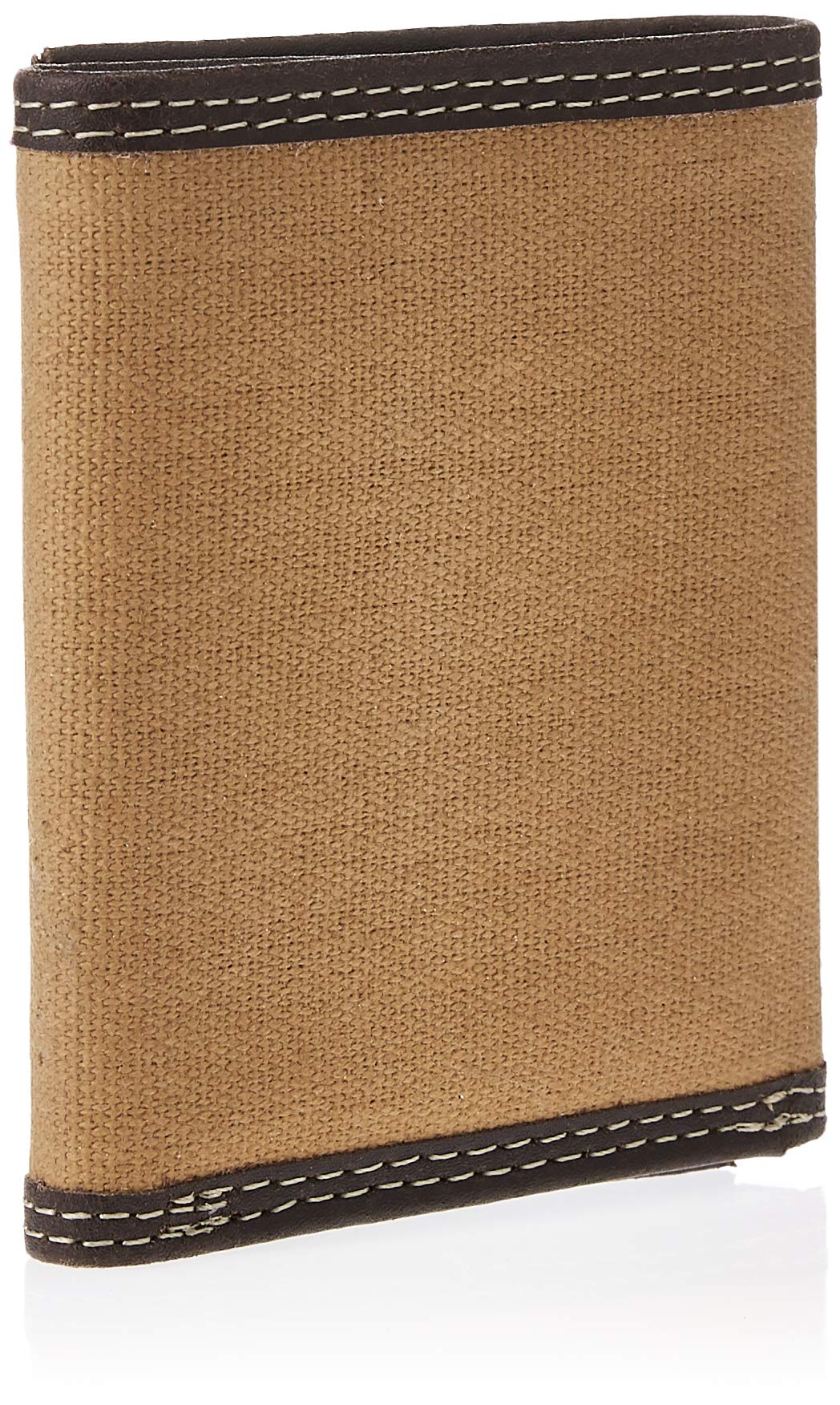Timberland PRO Men's Canvas Leather RFID Trifold Wallet with Zippered Pocket, Khaki, One Size
