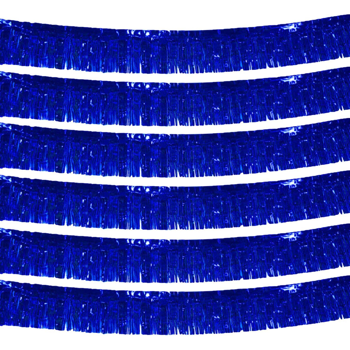 6 Pack 10 Feet Foil Fringe Garland Metallic Foil Tinsel Fringe Garland Wall Hanging Foil Fringe Banner for Parade Floats, Wedding, Father's Day, Baby Shower, Birthday (Blue)