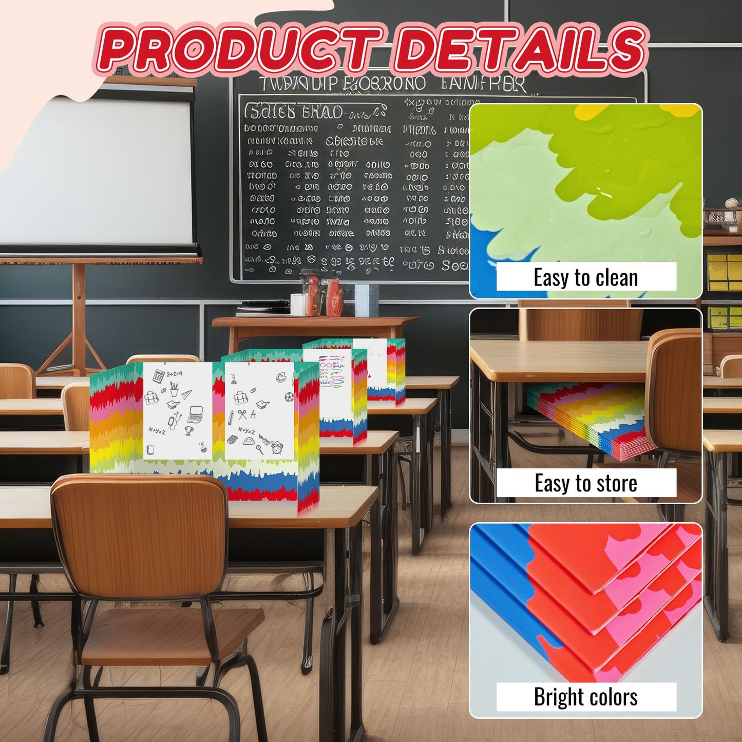 Cinrobiye 24 Pcs Inspirational Privacy Folders Standard for Students Cardboard Shields Test Privacy Boards Motivational Words Desk Dividers Shield for Classroom School Study Supplies (Tie-Dye)