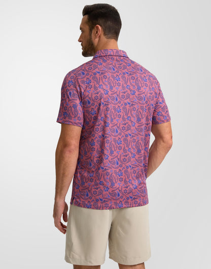 Obla Mens Golf Polo Shirts Short Sleeve Dry Fit Performance Moisture Wicking Casual Print Collared Golf Shirts for Men(Blue Paisley_L)