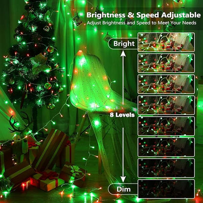 BrizLabs RGB String Lights, Color Changing Orange Purple Halloween Lights, 100 LED 33ft USB Christmas Light Dimmable with Remote, Mini Christmas Light String Clear Wire for Halloween Xmas Thanksgiving