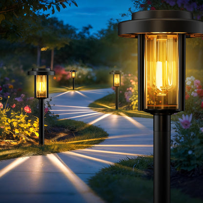 HMDecor Solar Pathway Lights, 8 Pack Solar Light Outdoor IP65 Waterproof, Garden Lights Solar Powered, Outside Decor Landscape Lighting for Yard, Path, Driveway, Walkway (Warm White)