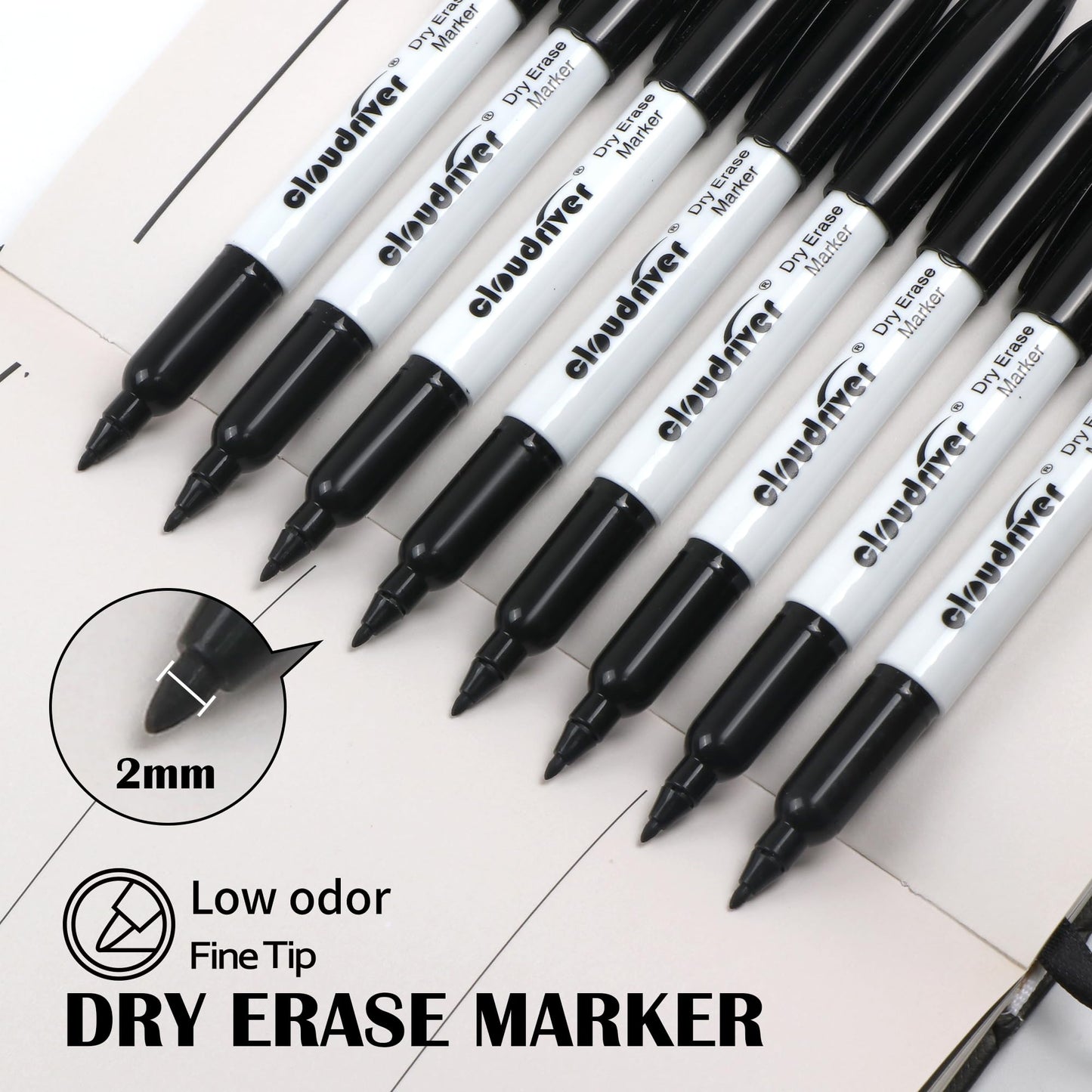 cloudriver Dry Erase Markers Ulta Fine Tip, 72 Pack Black Whiteboard Marker, 0.7mm, Low Odor, For Office And Home
