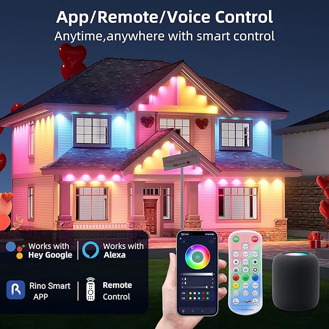 Permanent Outdoor Lights for House, 120ft 72 LEDs Smart RGB&IC LED Eaves Light, 212 Scene Modes, Alexa & Google Assistant Compatible, Daily Party Halloween Christmas Accent Lighting