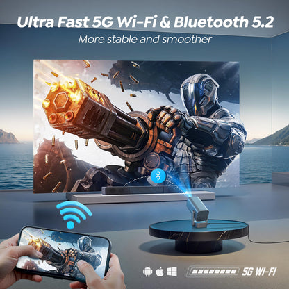 [270°Adjustable Stand/Electric Focus/600ANSI]Mini-Projector with WiFi and Bluetooth, Native 1080P 4K Portable Outdoor Movie Projector, Auto Vertical Keystone, TOPTRO Smart Proyector for Phone/TV Stick