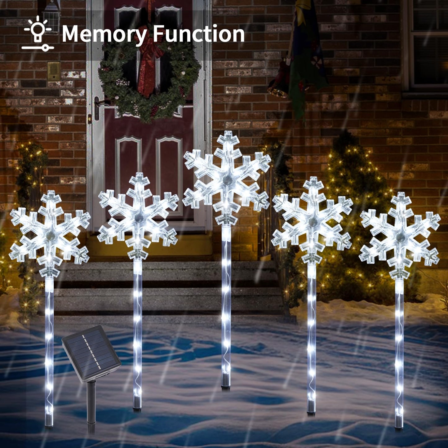 BRIGHTDECK Solar Christmas Snowflake Pathway Lights, Set of 10 Outdoor Garden Lights Decorations，Waterproof Stake Decorative Light for Yard Lawn Porch Walkway Decor (Cool White, 10 Pack)