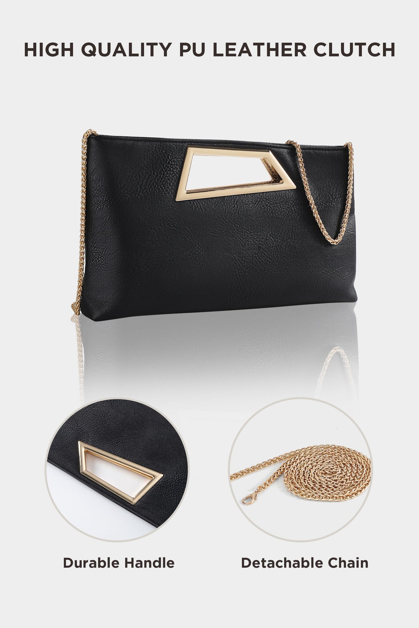 Coucoland Clutch Purse for Women - Evening Bags PU Leather Glitter Fashion Purse Handbag for Wedding Party Daily (1-Black)