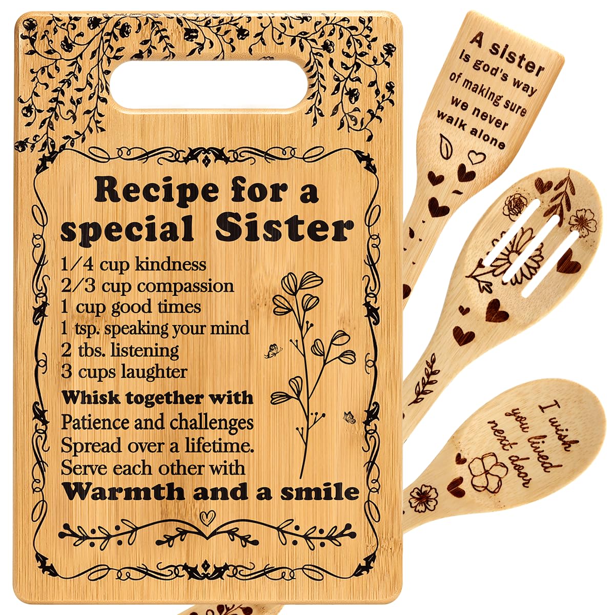 TuSuQing Sister Birthday Gifts Sister Gifts from Sister Christmas Gifts for Sister Best Friendship Gifts for Bestie BFF Best Friend Soul Sister To My Sister Kitchen Present Cutting Board Set (C-15-B)