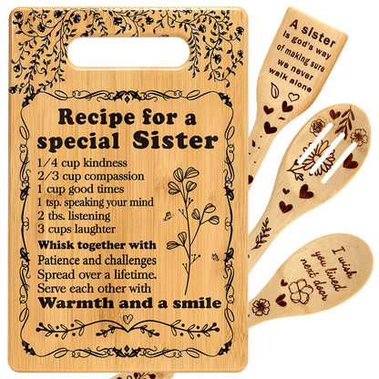 TuSuQing Sister Birthday Gifts Sister Gifts from Sister Christmas Gifts for Sister Best Friendship Gifts for Bestie BFF Best Friend Soul Sister To My Sister Kitchen Present Cutting Board Set (C-15-B)
