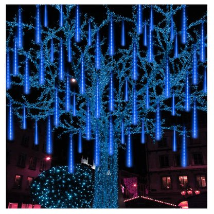 BlueFire Meteor Shower Lights, 540 LED 10-Tube 19.7" Waterproof Falling Rain Christmas Lights, Outdoor Icicle String Lights for Tree, Yard, Patio, Roof, Porch, Holiday Party Decoration (Blue)