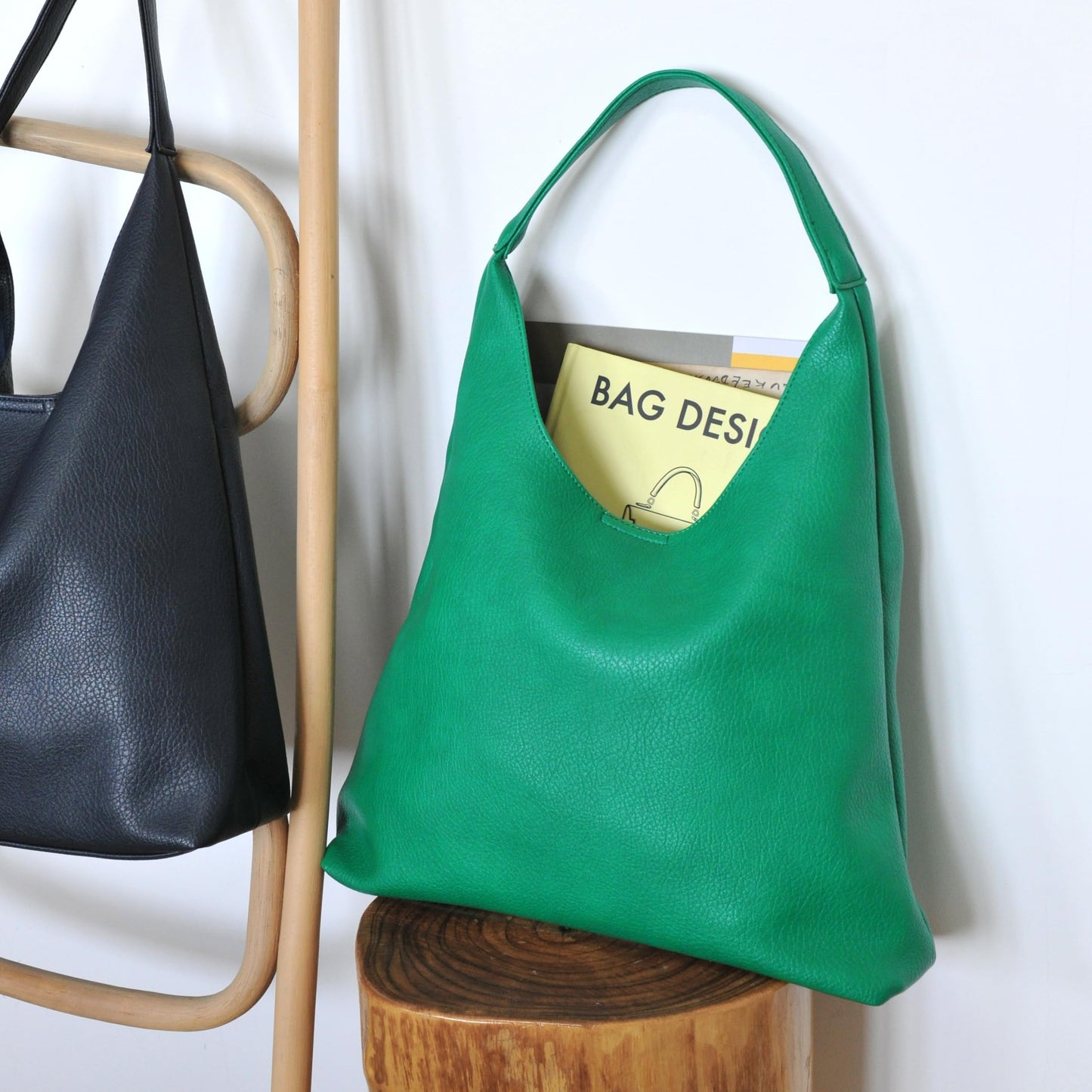 Hobo Bags for Women Soft Vegan Leather Shoulder Handbag Slouchy Tote Purses (Green)