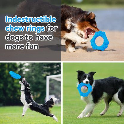 DAOZIJI Indestructible Dog Chew Ring Toys for Aggressive Chewers, Super Chewer Dog Toys for Medium Large Dogs, Puppy Teething Rings for Relax, Interactive Dogs Ring Toy, Heavy Duty Dogs Teething Toy
