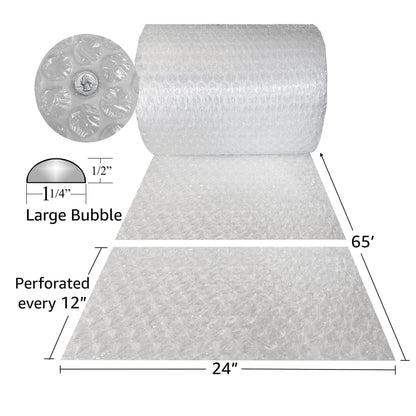 uBoxes Large Bubble 24-Inches Wide (65-Feet), Large Bubble Roll (BUBLR0240065)
