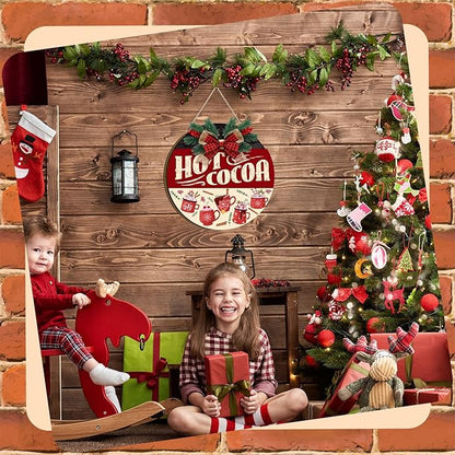 Vicenpal Interchangeable Welcome Sign for Front Door with 17 Magnetic Icons, Wooden Seasonal Front Porch Door Decor with 4 Seasonal Wreaths and 17 Changeable Icons for Holiday Party(Black)