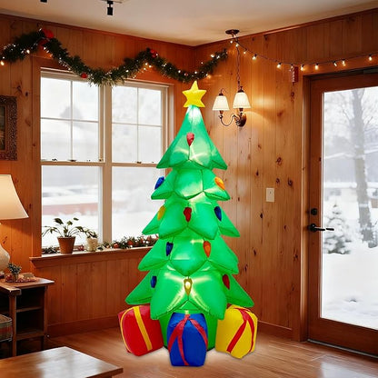 7 FT Inflatable Christmas Tree, Christmas Tree with 3 Gift Wrapped Boxes, Christmas Decoration for Indoor Outdoor Yard Garden