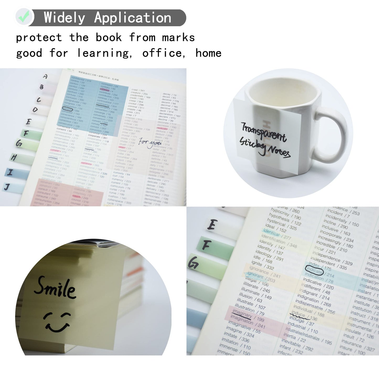 YOUDEFUL 800Pcs Transparent Sticky Notes, 3"x3" Clear Sticky Notes, Waterproof Translucent Sticky Note Pads for Books Annotation, Clear Post it Notes for Bible Study, School, Office（Morandi）