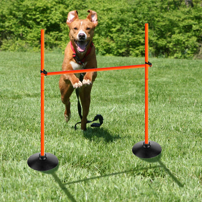 Voodans Orange Adjustable Height Agility Hurdle Set Multi-Function Soccer Trainning Pole Set Coaching Sticks with Rubber Base (Pack of 3, 3.3 FT)