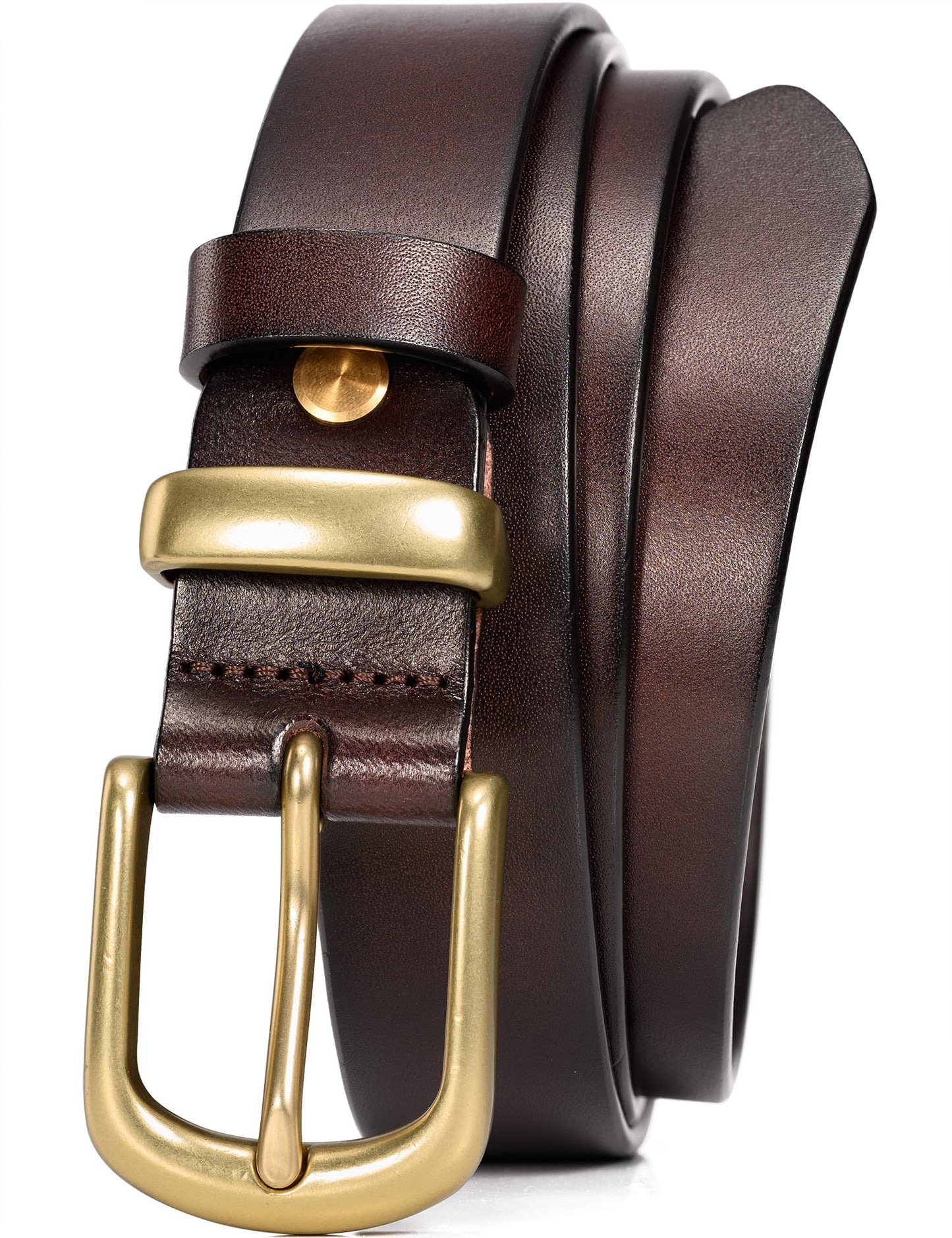 WOLFANT Womens Belts for Jeans in Gift Box,1.1" Ladies Belt with Gold Buckle,100% Italian Full Grain Real Solid Leather