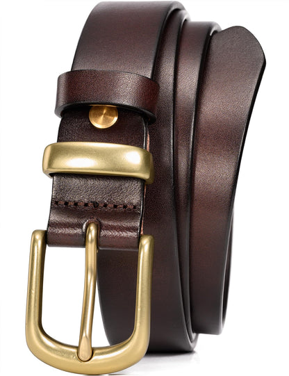 WOLFANT Womens Belts for Jeans in Gift Box,1.1" Ladies Belt with Gold Buckle,100% Italian Full Grain Real Solid Leather