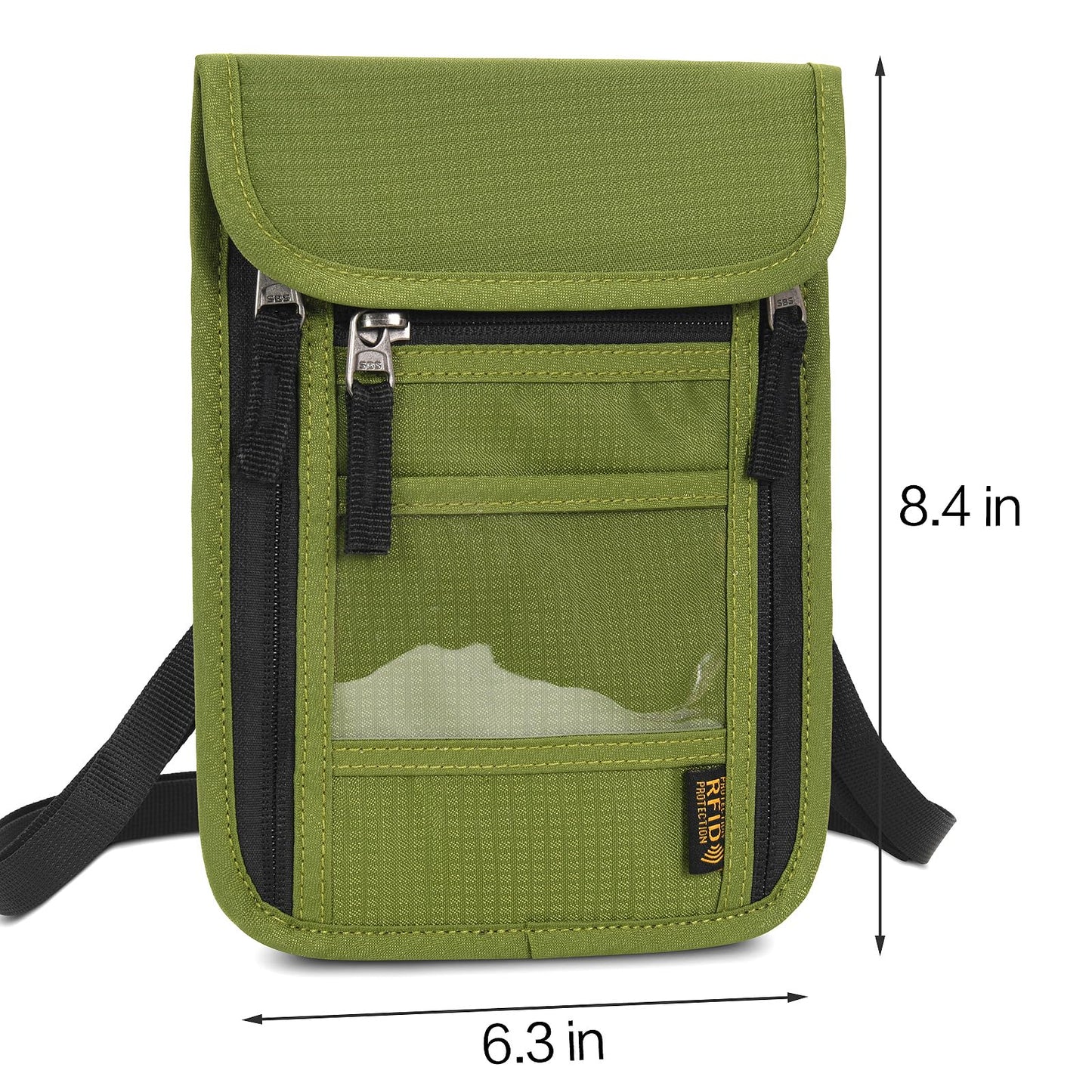 Neck Wallet Lightweight RFID Blocking Waterproof Travel Pouch Passport Wallets for Women Men （B-Green）