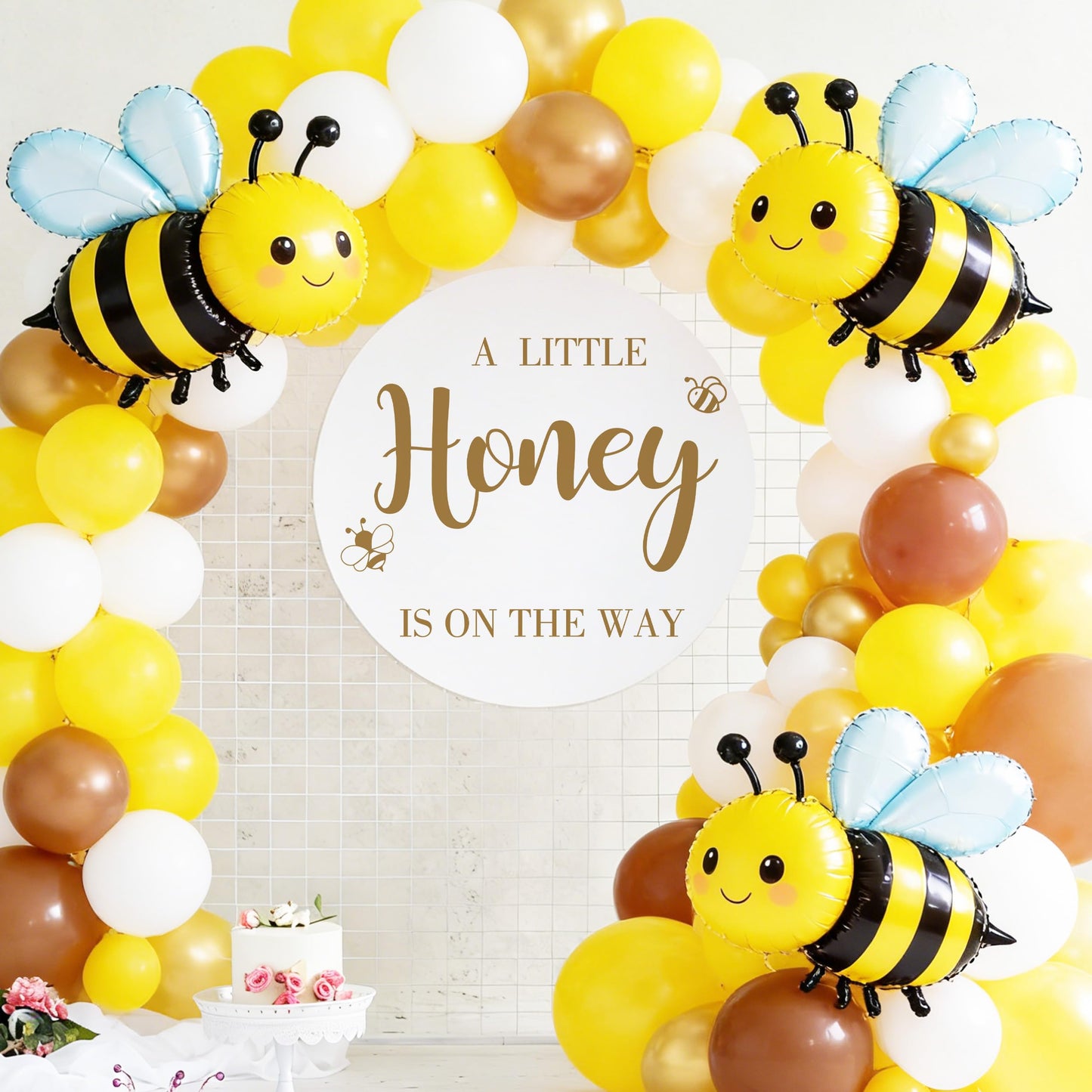 A Little Honey is on The Way Wall Decal,Bee Them Welcome Baby Shower Decor,Gender Reveal Balloon Arch Backdrop Wall Decor for Baby Party,boy and Girl Gender Reveal Backdrop Decor (Bee Them Decal)