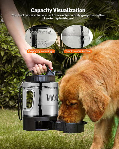 Portable Dog Water Bottle Bowl - 77 oz Travel Water Bowl Dispenser for Dogs Leak Proof, Suitable for Large Pet Drinking, A Must Have for Outdoor, Camping, Walking, Beach, Hunting, and Other Scenes