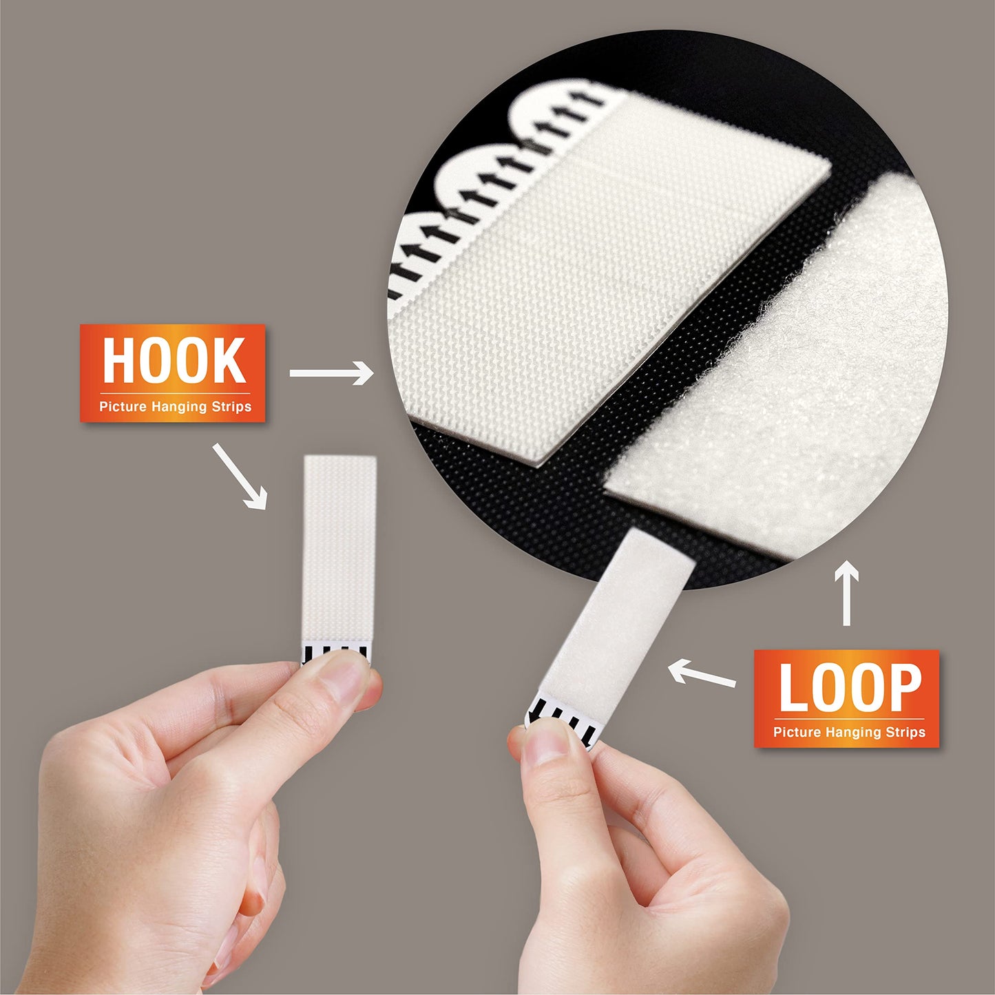 MOVELYST 240-Pairs(480 Strips) Medium Picture Hanging Strips Heavy Duty, Removable Hook and Loop Tape, Waterproof Adhesive Strips for Frame Hanging
