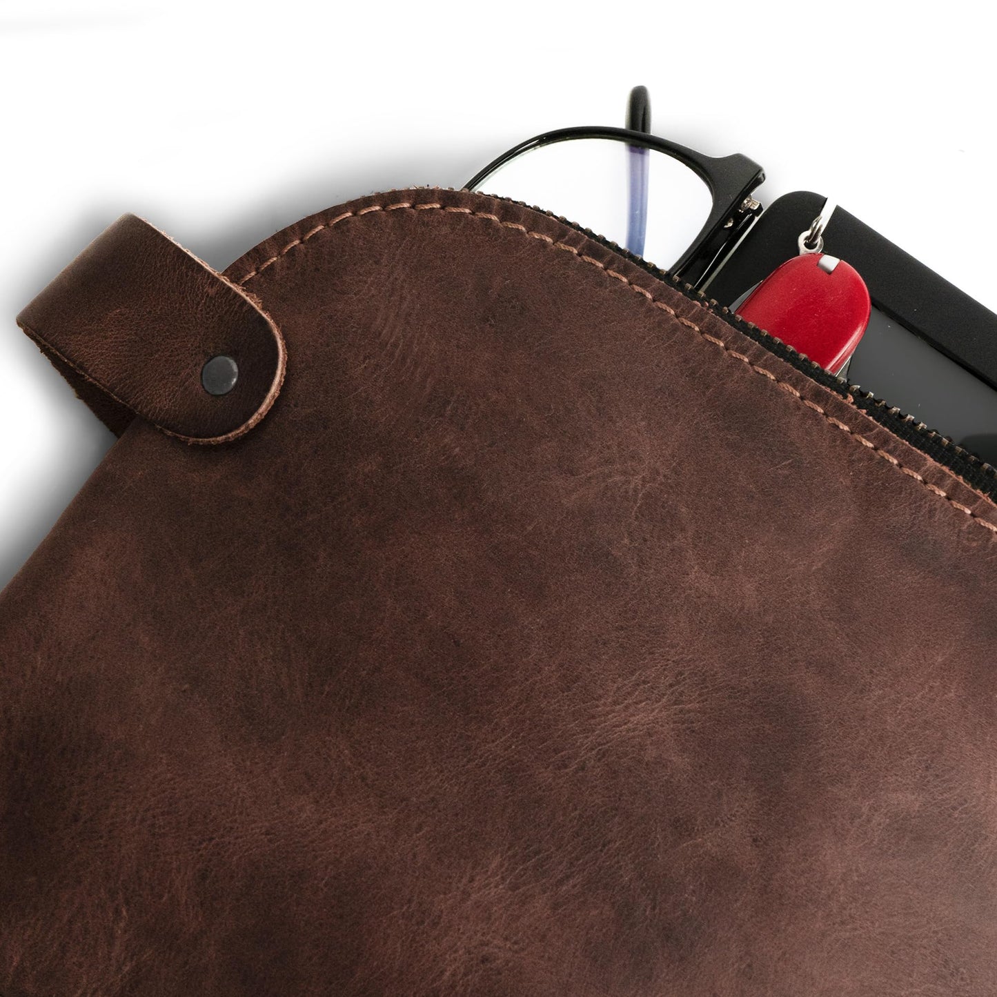 Hide & Drink, Large Rustic All Purpose Dopp Kit Utility Bag for Cords & Chargers, Travel Bag, Multi-Purpose Bag, Full Grain Leather, Handmade, Espresso