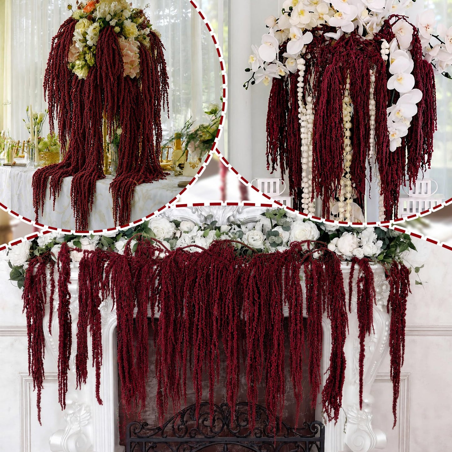 Suncalla 24 Pcs Brownish-red Spring Natural Dried Amaranthus Hanging Flowers Amaranthus Artificial Flowers for Wedding Arch Bouquet Floral Garland Wall Home Decoration (23 Inch)