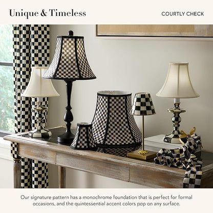 MACKENZIE-CHILDS Candlestick Lamp, Decorative Lamp for Living Room or Bedroom, Black-and-White Courtly Check