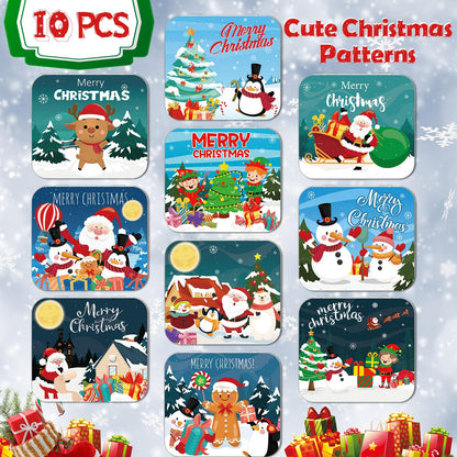 Peryiter 10 Pcs Novelty Christmas Poop Empty Mint Tins Christmas Mint Tins Funny Gag Gifts, 3.9 x 3.5 x 0.5 Gift Bag Stuffer Xmas, White Elephant Exchange Gifts, Mini Tin Without Candy(Stylish Style)