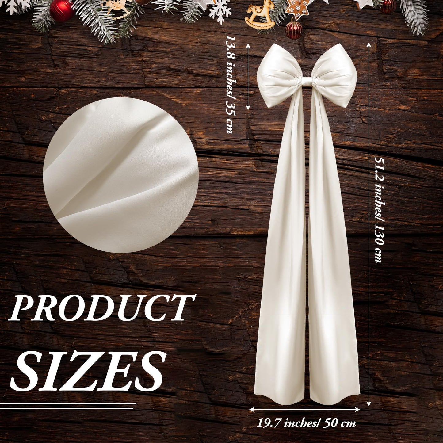 Daifunli 20 x 47 Inches Extra Large Satin Bows Decorations Giant Bow with Long Ribbon for Home Wedding Birthday Wall Engagement Party Backdrop Christmas Tree Topper Decor(Champagne Gold)