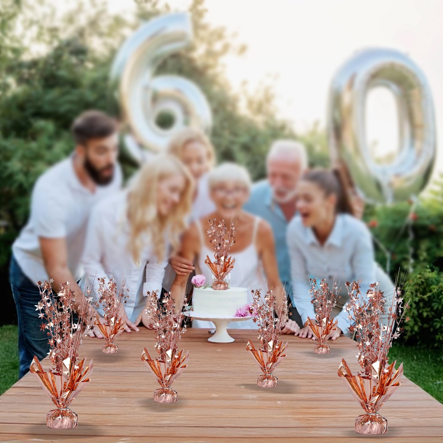 Gyufise 6 Pack Metallic Foil Spray Centerpiece Star Table Decoration Burst Table Centerpieces Table Decor for Birthday Wedding Anniversary Graduation Holiday Party Supplies Rose Gold