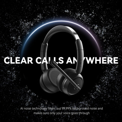 LEVN Wireless Headset with Mic for Work, Bluetooth Headset with Microphone (Noise Cancelling), 65 Hrs Working Time 2.4G Wireless Headphones with Mic for Work/Call Center/PC/Computer/Laptop/Teams/Zoom