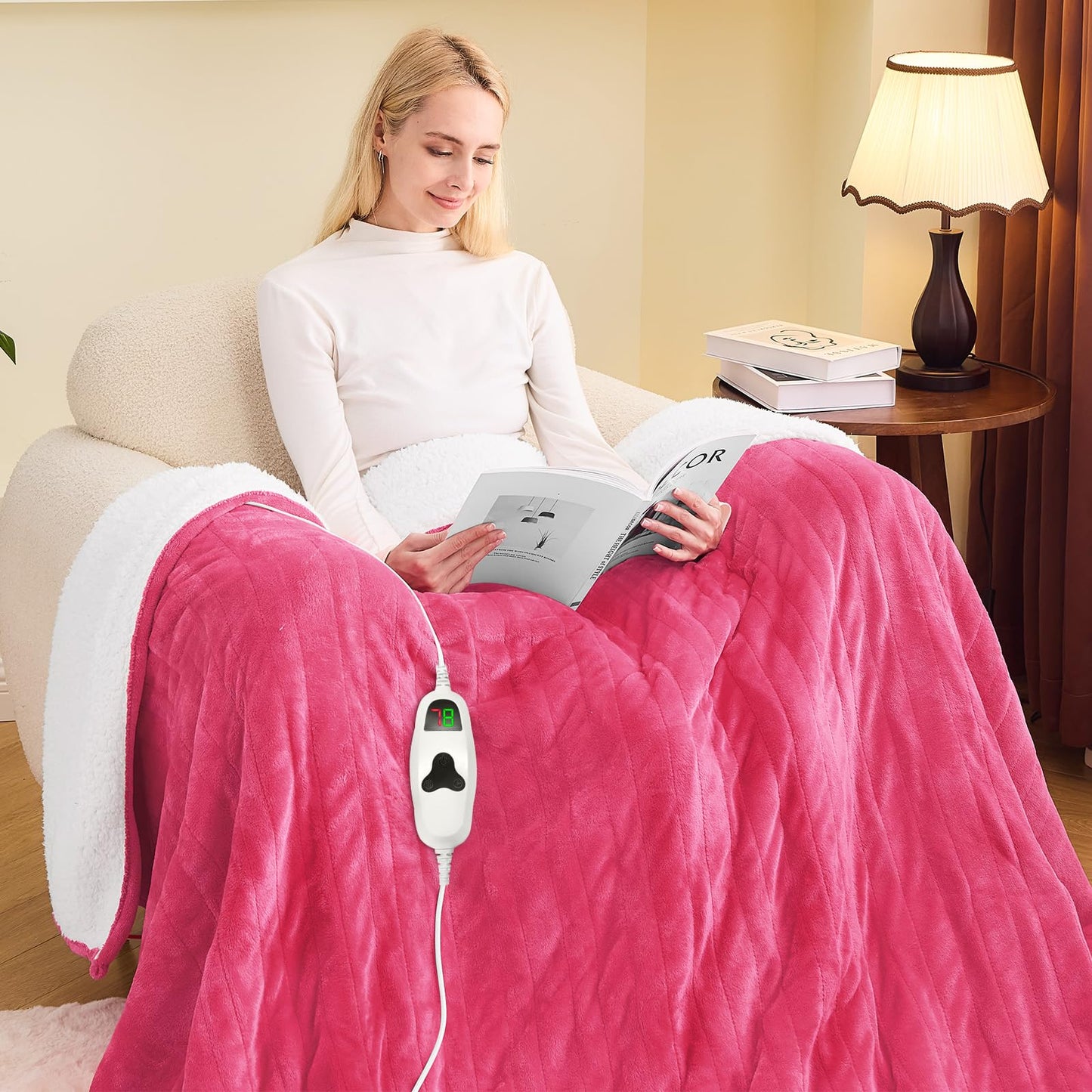 greenoak Heated Blanket Electric Full 72"X84", Heating Blanket with 10 Heat Levels 1/2/4/6/8 Hours Auto-Off, Fleece Soft Christmas Blanket,Birthday Gifts for Teen Girls Mom, Coral Pink