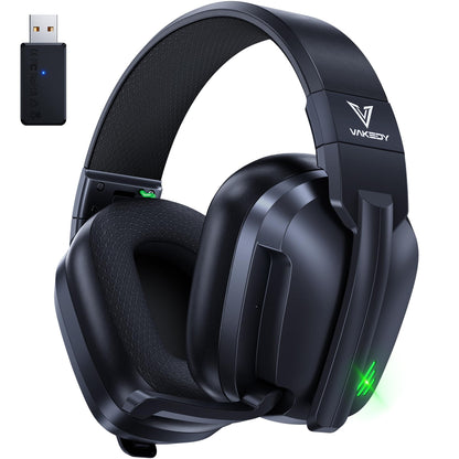 Vakedy HW11 Wireless Gaming Headset for PS5,PS4,PS4 Pro, Switch,Mac,Bluetooth 5.3 Gaming Headphones with Noise Canceling Mic,Gamer Headphones for PC,50Hr Battery (Black)