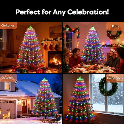 Christmas Tree Lights with Remote 400 LEDs Christmas Lights for Tree with 8 Lighting Modes, Timer and Memory Function, Indoor Outdoor String Lights for 6 ft-10 ft Xmas Tree Decorations(Multicolor)