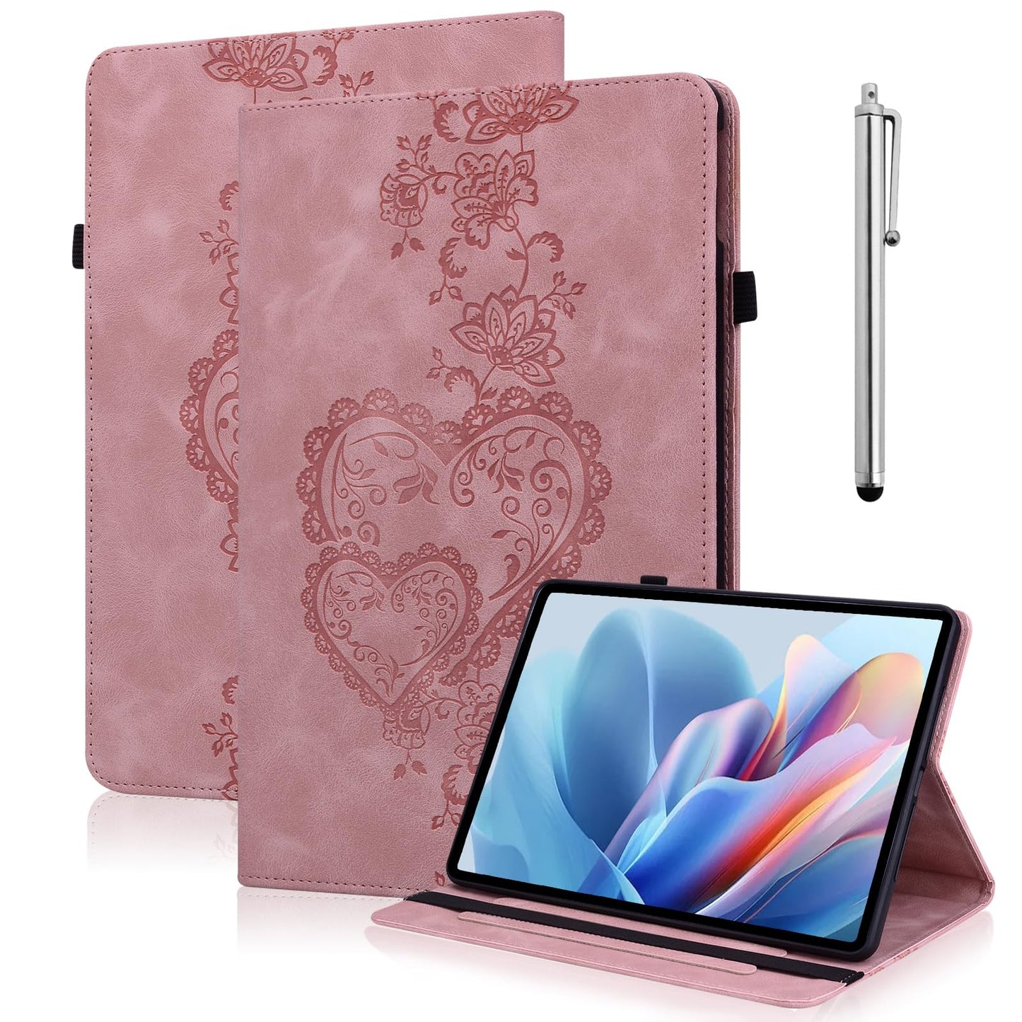 TUOLISG Case for iPad 6th / 5th Generation 9.7 Inch 2018/2017, iPad Air 2 Multi Angle Flip PU Leather Shockproof Case with Pencil Holder/Card Slots, Pink