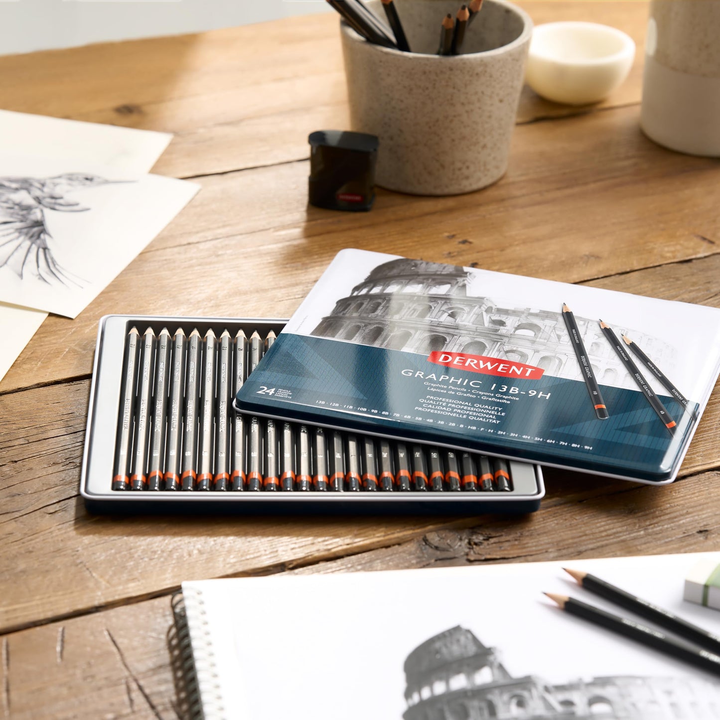 Derwent Graphic Pencils, Metal Tin, 24 Count (34202)