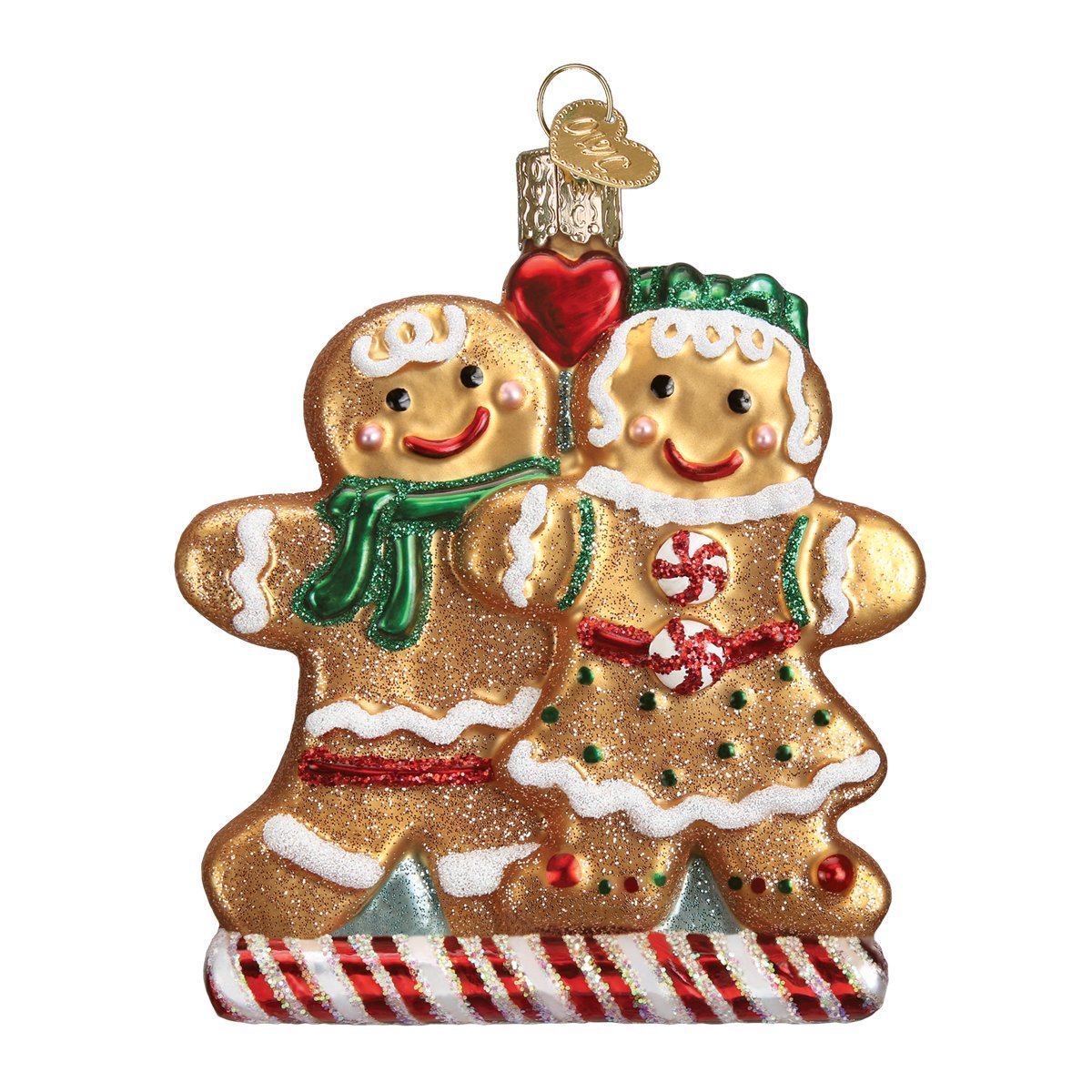 Old World Christmas Gingerbread Friends Glass Blown Ornament for Christmas Tree, Handcrafted Holiday Decoration, Gingerbread Collection