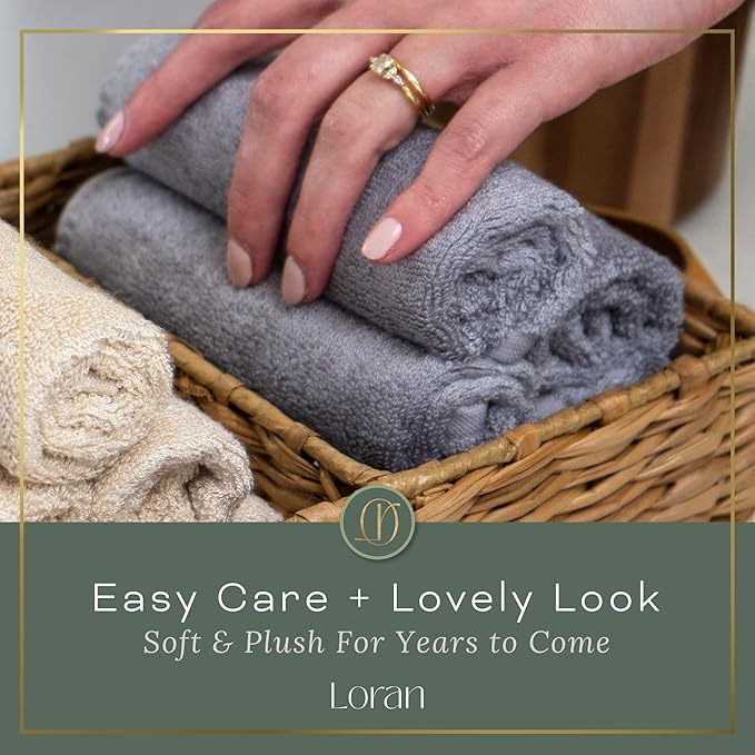 Silver Grey Washcloths Set of 6 Soft Facial Cloths 10” x 10” 100% Viscose